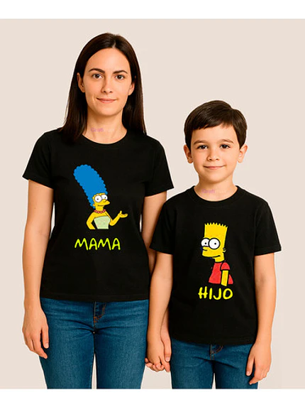 Polera Mamá E Hijo Bart Y Marge Simpsons Familia Grafimax 6