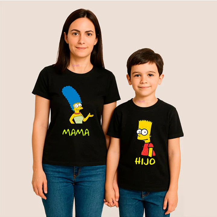Polera Mamá E Hijo Bart Y Marge Simpsons Familia Grafimax 18