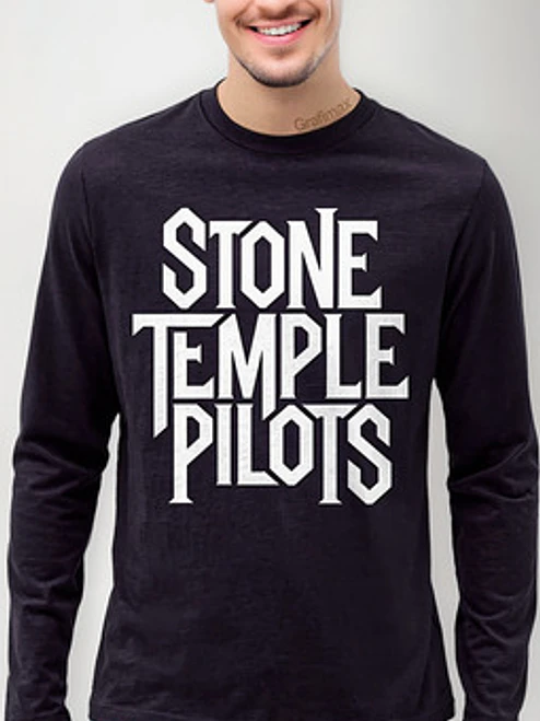 Polera Manga Larga Stone Temple Pilots White Logo Grafimax 1