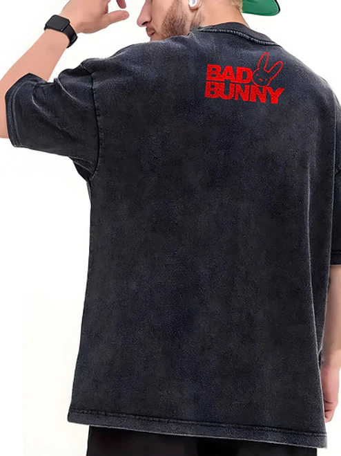 Polera Bad Bunny Orange Efecto Jeans Desgastada Grafimax 2