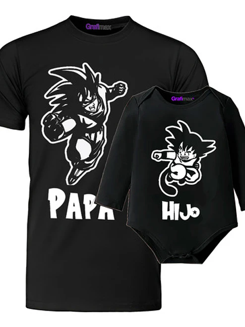 Polera Goku E Hijo Body Pack Padre E Hijo Grafimax 2