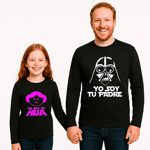 Pack Polera Papá Hija Yo Soy Tu Padre Manga Larga Grafimax