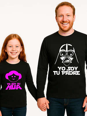Pack Polera Papá Hija Yo Soy Tu Padre Manga Larga Grafimax