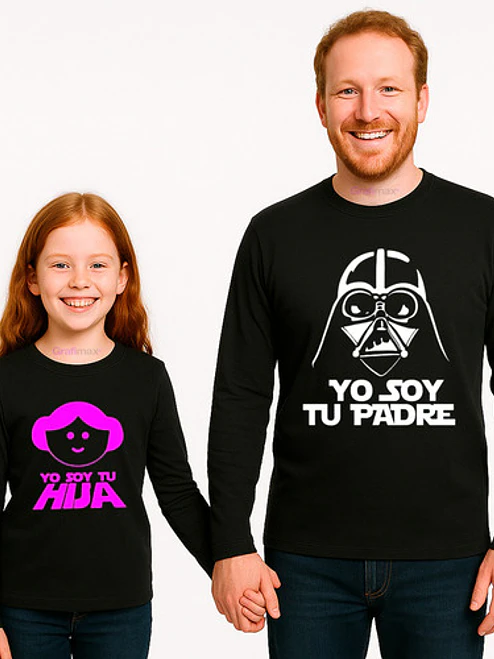 Pack Polera Papá Hija Yo Soy Tu Padre Manga Larga Grafimax 1