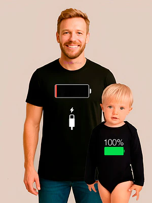 Polera Bateria 100% Pack Padre E Hijo Familia Grafimax