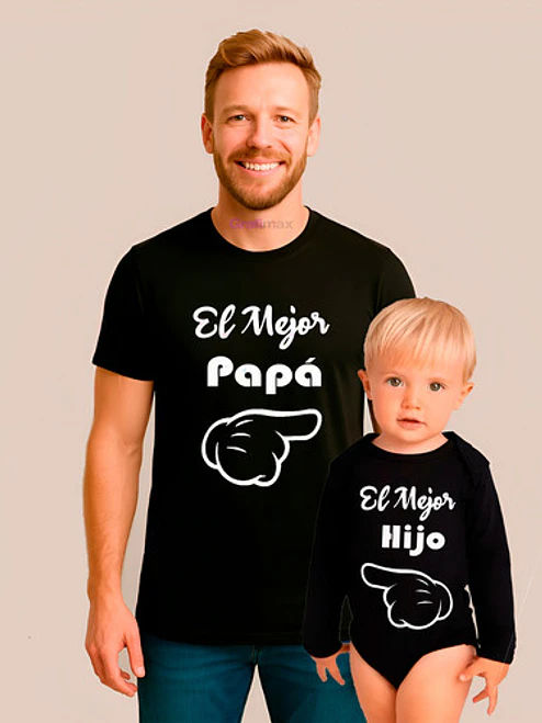 Polera El Mejor Papá Pack Padre E Hijo Familia Grafimax 1