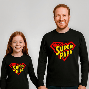 Polera Manga Larga Pack Papá Super Papá Super Hija Grafimax