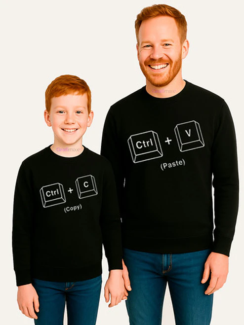 Polera Manga Larga Pack Papá Hijo Copy Paste Grafimax 1