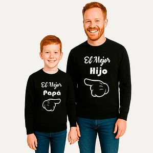 Polera Manga Larga Pack Papá Mejor Papá Mejor Hijo Grafimax
