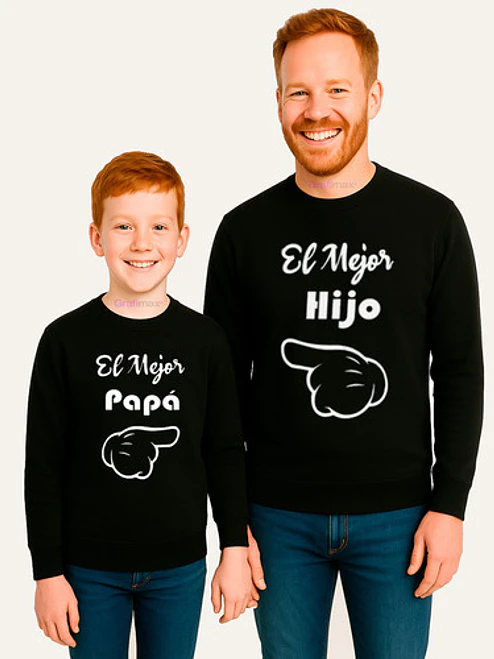 Polera Manga Larga Pack Papá Mejor Papá Mejor Hijo Grafimax 6