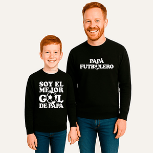 Polera Manga Larga Pack Papá Hijo Papá Futbolero Grafimax