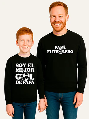 Polera Manga Larga Pack Papá Hijo Papá Futbolero Grafimax