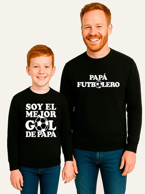 Polera Manga Larga Pack Papá Hijo Papá Futbolero Grafimax 21