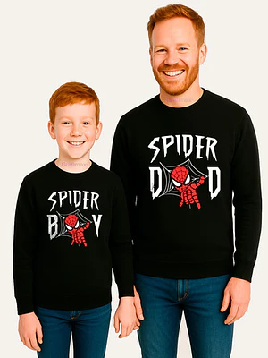 Polera Manga Larga Pack Papá Spider Dad Spider Boy Grafimax