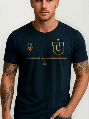 Polera Universidad De Chile Logos Dorados Futbol Grafimax