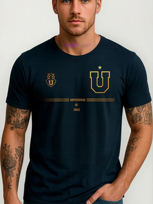 Polera Universidad De Chile Logos Dorados Futbol Grafimax 1