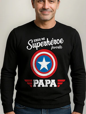 Polera Manga Larga Mi Superheroe Papá Día Del Padre Grafimax