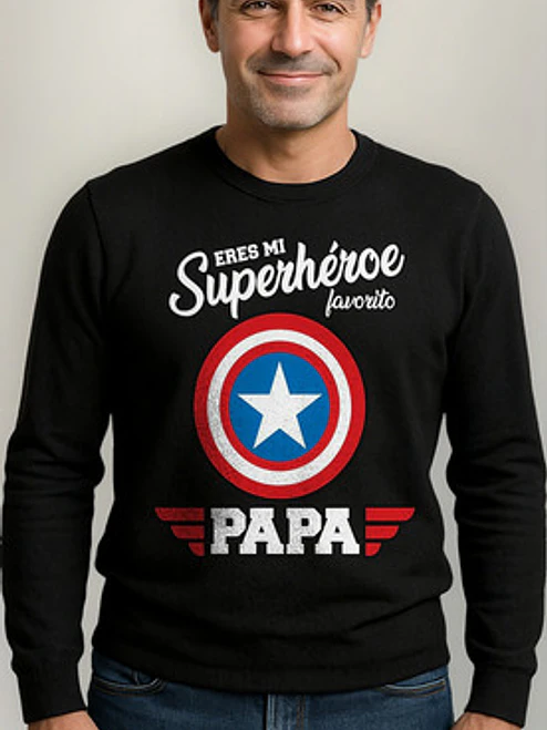 Polera Manga Larga Mi Superheroe Papá Día Del Padre Grafimax 1