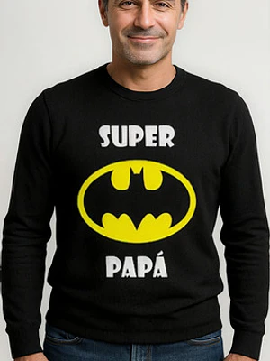 Polera Manga Larga Super Papá Batman Día Del Padre Grafimax