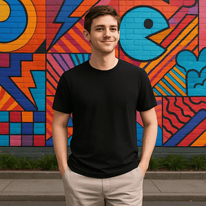 Polera Negra Premium 100% Algodón Semi Slim Fit Grafimax