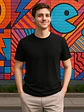 Polera Negra Premium 100% Algodón Semi Slim Fit Grafimax - Miniatura 1