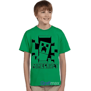 Polera Minecraft Creeper Verde Niños Grafimax