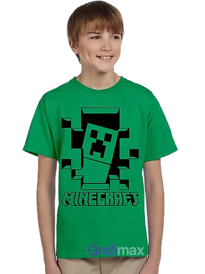 Polera Minecraft Creeper Verde Niños Grafimax
