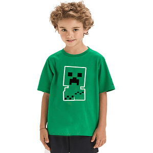Polera Minecraft Creeper Chibi Niños Grafimax