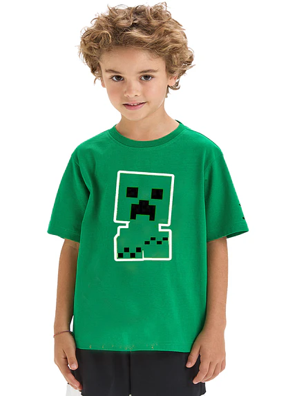 Polera Minecraft Creeper Chibi Niños Grafimax 1