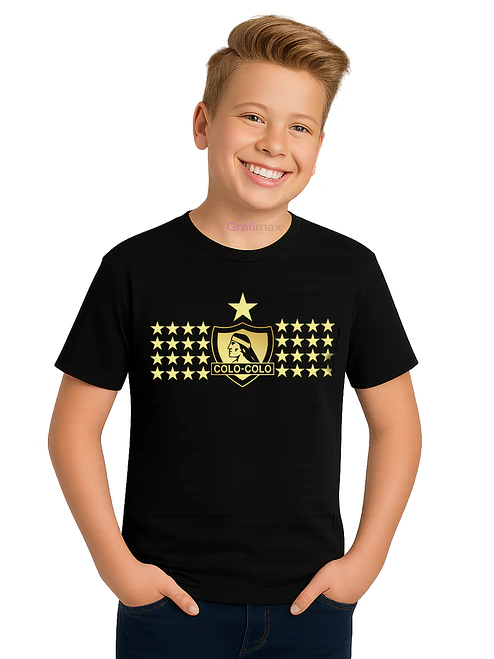 Polera Niño Colo Colo 34 Copas Espalda Algodón Grafimax 1