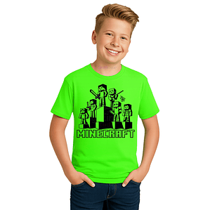 Polera Niño Minecraft Video Juego 100% Algodón Juntos Grafimax