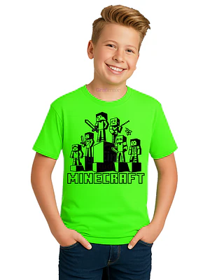 Polera Niño Minecraft Video Juego 100% Algodón Juntos Grafimax