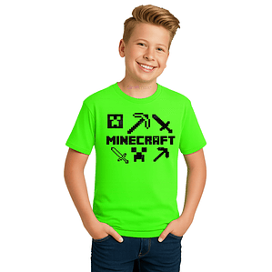 Polera Niño Minecraft Video Juego 100% Algodón Armas Grafimax
