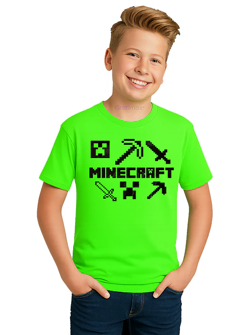 Polera Niño Minecraft Video Juego 100% Algodón Armas Grafimax 1