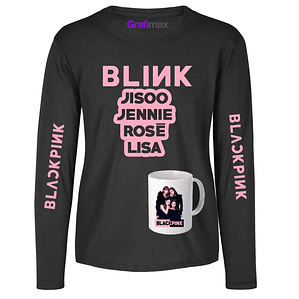 Pack Polera Blackpink Tazón Diseños Regalo Manga Larga Música Grafimax