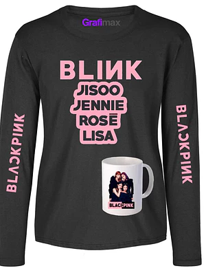 Pack Polera Blackpink Tazón Diseños Regalo Manga Larga Música Grafimax