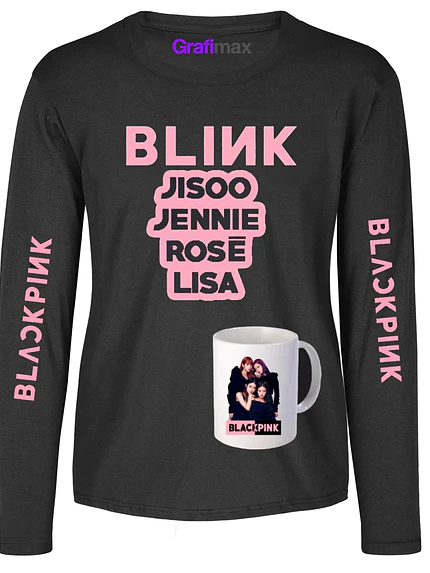 Pack Polera Blackpink Tazón Diseños Regalo Manga Larga Música Grafimax 1