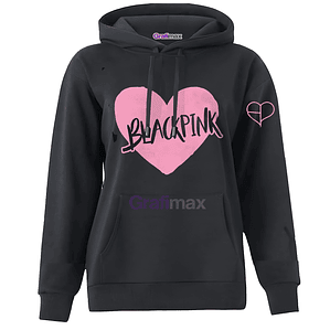 Polerón Black Corazon Estampado Atras Adelante Kpop Música Grafimax