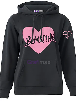 Polerón Black Corazon Estampado Atras Adelante Kpop Música Grafimax