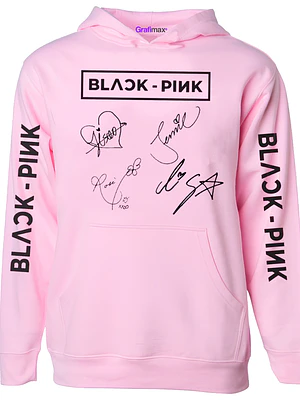 Polerón Black Pink Firmas Koreano Rosa K-Pop Míºsica Grafimax