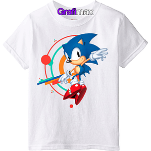 Polera Sonic Sega Blanca Niño Video Game Grafimax