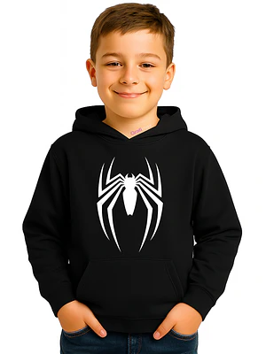 Polerón  Araña Spiderman Negro Niño _Grafimax