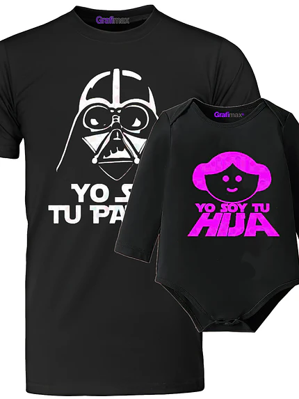 Pack Polera Papá E Hija Soy Tu Padre Y Leia Familia Body Negro -Grafimax 1
