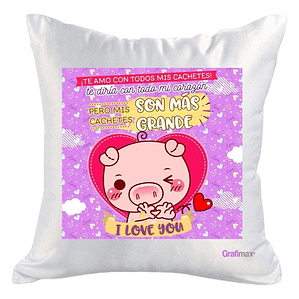 Cojín Blanco Felpa Cerdito Te Amo 40x40 Grafimax