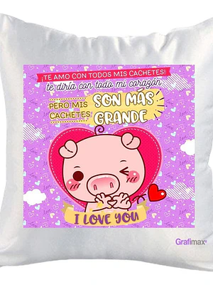 Cojín Blanco Felpa Cerdito Te Amo 40x40 Grafimax