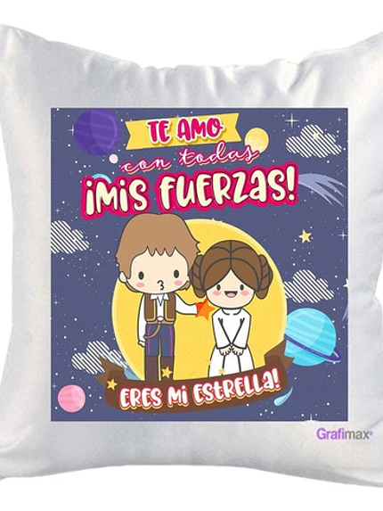 Cojín Blanco Te Amo Con Todas Mis Fuerzas 40x40 Grafimax 1