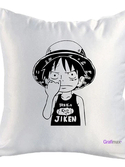 Cojín Blanco Felpa One Piece Luffy Moco 40x40 Grafimax 1