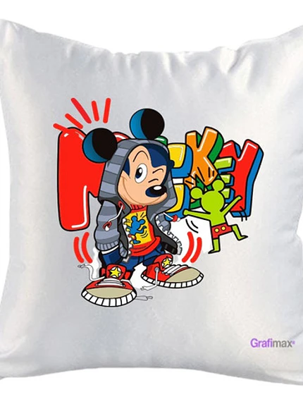 Cojín Blanco Felpa Mickey Mouse Grafitti 40x40 Grafimax 1