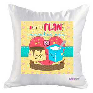 Cojín Blanco Felpa Soy Tu Flan Number One 40x40 Grafimax