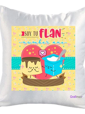 Cojín Blanco Felpa Soy Tu Flan Number One 40x40 Grafimax